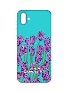 Матовий бірюзовий чохол на Samsung Galaxy A04 :: Тюльпани (принт 265)