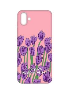 Матовий рожевий чохол на Samsung Galaxy A04 :: Тюльпани (принт 265)