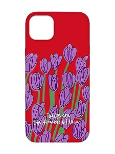 Матовий червоний чохол на iPhone 14 Plus :: Тюльпани (принт 265)