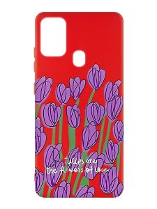 Матовий червоний чохол на Samsung Galaxy M30s/M21 :: Тюльпани (принт 265)