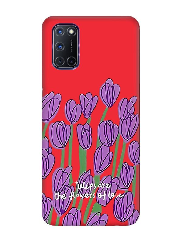 Матовий червоний чохол на Oppo A52/ A72/ A92 :: Тюльпани (принт 265)