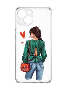 Прозорий чохол із захистом камер на iPhone 15 :: Дівчина в зеленому (принт 224)
