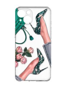 Прозорий чохол із захистом камер на iPhone 15 :: Туфельки і квіти (принт 225)