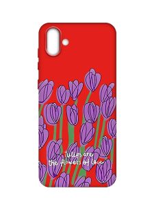 Матовий червоний чохол на Samsung Galaxy A04 :: Тюльпани (принт 265)