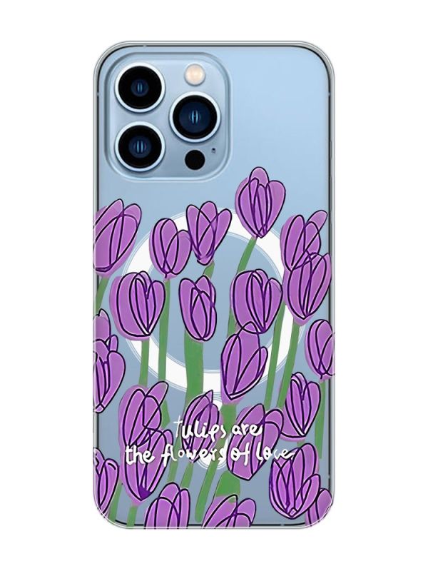 Магнітний чохол на iPhone 13 Pro Max із підтримкою MagSafe :: Тюльпани (принт 265)