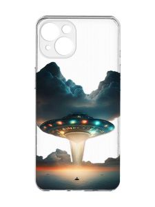 Прозорий чохол із захистом камер на iPhone 15 :: Тарілка UFO (принт 241)