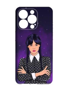 Чохол із захистом камери на iPhone 15 Pro Max :: Дівчина з косичками. Венздей (принт 208)