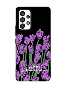 Матовий чорний чохол на Samsung Galaxy A53 4G/5G :: Тюльпани (принт 265)