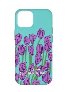 Матовий бірюзовий чохол на Apple iPhone 12 Pro Max :: Тюльпани (принт 265)