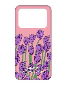 Матовий рожевий чохол на Xiaomi Poco X4 Pro 5G :: Тюльпани (принт 265)