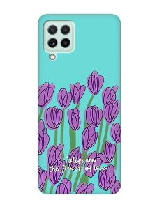 Матовий бірюзовий чохол на Samsung Galaxy M32/M22/A22 4G :: Тюльпани (принт 265)
