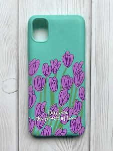 Матовий бірюзовий чохол на Samsung Galaxy A04E / A042 :: Тюльпани (принт 265)