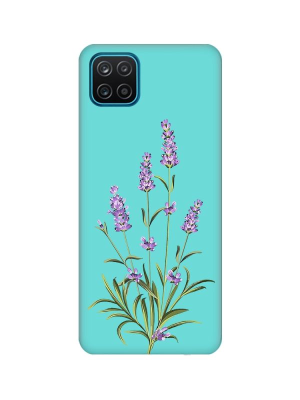 Матовий бірюзовий чохол на Samsung Galaxy A12 :: Гілочки лаванди (принт 266)