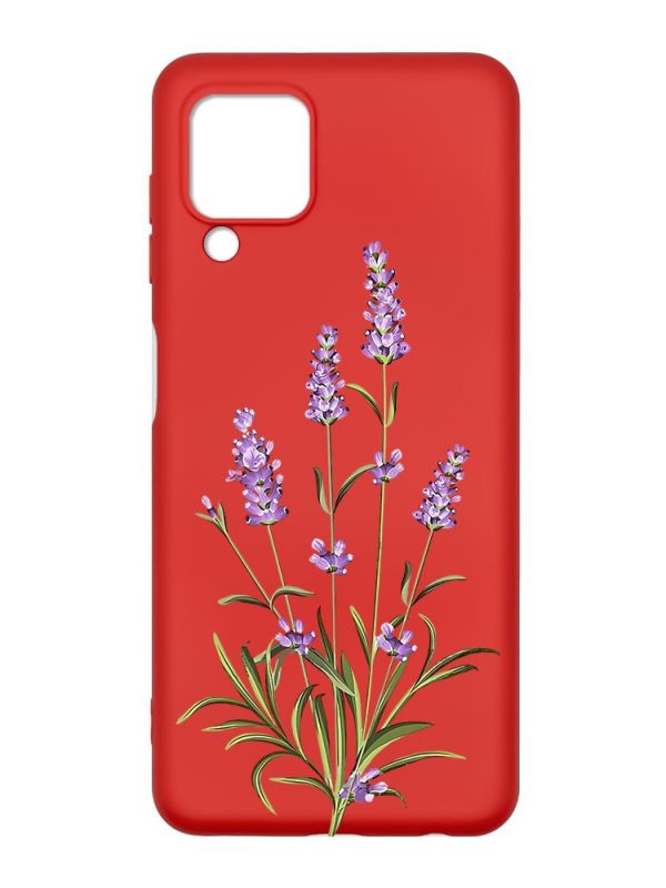 Матовий червоний чохол на Samsung Galaxy M32/A22/M22 4G :: Гілочки лаванди (принт 266)