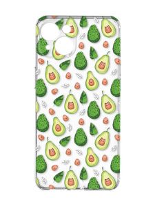 Прозорий чохол із захистом камер на iPhone 15 :: Авокадо з котиками (принт 301)