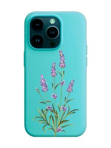 Матовий бірюзовий чохол на Apple iPhone 14 Pro :: Гілочки лаванди (принт 266)