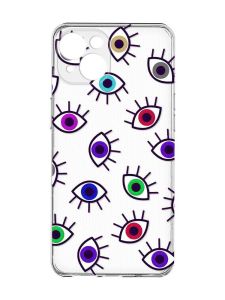 Прозорий чохол із захистом камер на iPhone 15 :: Різнокольорові очі (принт 336)