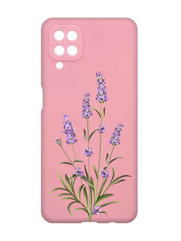 Матовий рожевий чохол на Samsung Galaxy A12 :: Гілочки лаванди (принт 266)
