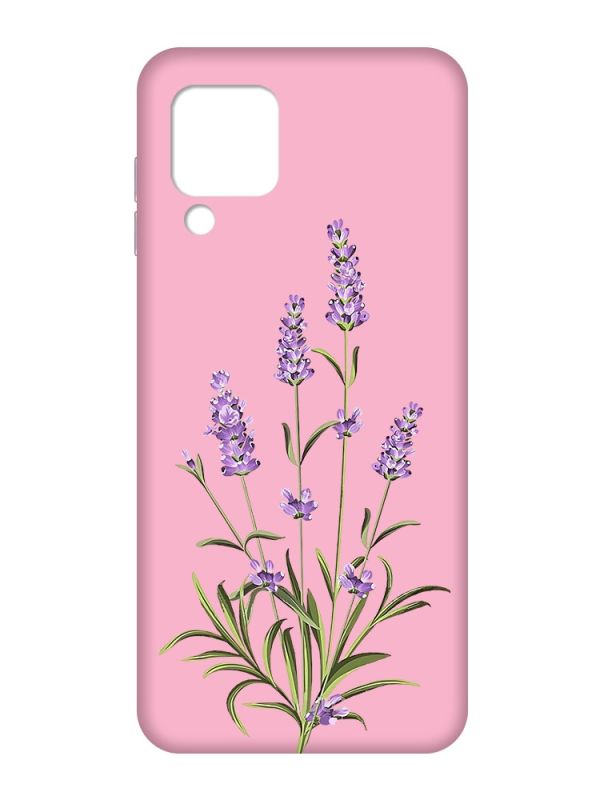 Матовий рожевий чохол на Samsung Galaxy M32/A22/M22 4G :: Гілочки лаванди (принт 266)
