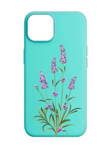 Матовий бірюзовий чохол на Apple iPhone 14 :: Гілочки лаванди (принт 266)