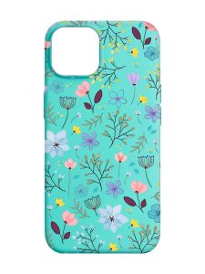 Матовий бірюзовий чохол на Apple iPhone 14 :: Квітковий фон (принт 267)