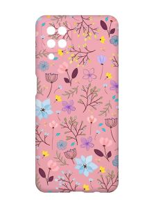 Матовий рожевий чохол на Samsung Galaxy A12 :: Квітковий фон (принт 267)