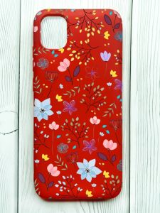 Матовий червоний чохол на Samsung Galaxy A04E/A042 :: Квітковий фон (принт 267)