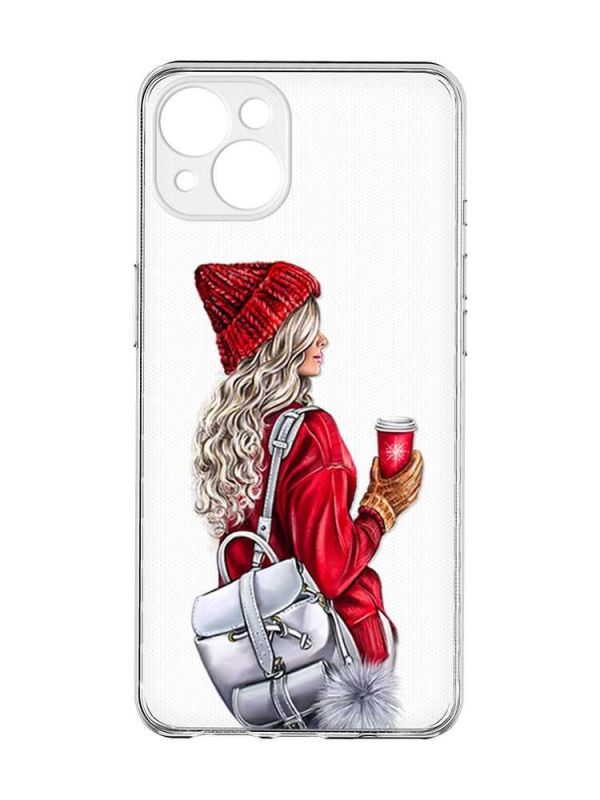 Прозорий чохол із захистом камер на iPhone 15 Plus :: Дівчина з рюкзаком (принт 9)