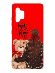 Матовий червоний чохол на Samsung Galaxy A32 :: Дівчина з ведмедиком (принт 188)