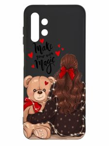 Матовий чорний чохол на Samsung Galaxy A13 4G :: Дівчина з ведмедиком (принт 188)