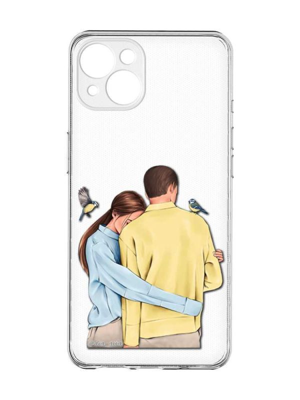 Прозорий чохол із захистом камер на iPhone 15 Plus :: Українська пара (принт 14)