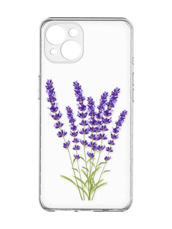 Прозорий чохол із захистом камер на iPhone 15 Plus :: Лаванда (принт 28)