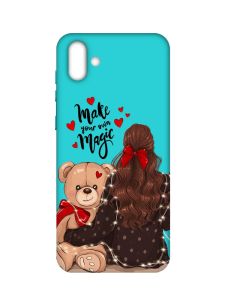 Матовий бірюзовий чохол на Samsung Galaxy A04 :: Дівчина з ведмедиком (принт 188)