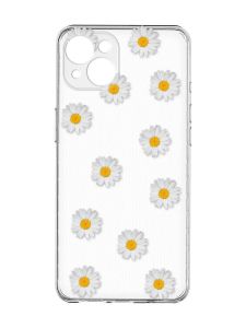 Прозорий чохол із захистом камер на iPhone 15 Plus :: Фон ромашки (принт 41)