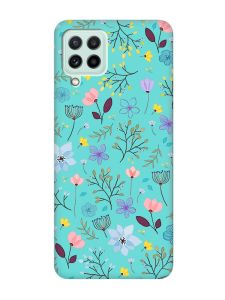 Матовий бірюзовий чохол на Samsung Galaxy M32/M22/A22 4G :: Квітковий фон (принт 267)