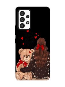 Матовий чорний чохол на Samsung Galaxy A53 4G/5G :: Дівчина з ведмедиком (принт 188)