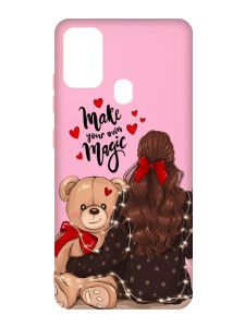 Матовий рожевий чохол на Samsung Galaxy M30s/M21 :: Дівчина з ведмедиком (принт 188)