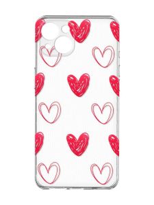 Прозорий чохол із захистом камер на iPhone 15 Plus :: Сердечка червоні (принт 77)