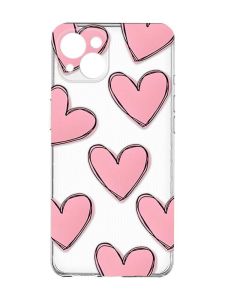 Прозорий чохол із захистом камер на iPhone 15 Plus :: Сердечка рожеві (принт 78)