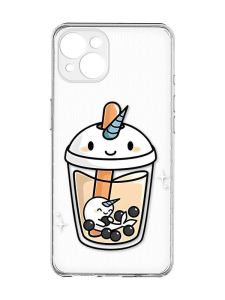 Прозорий чохол із захистом камер на iPhone 15 Plus :: Коктейль Єдиноріг (принт 96)
