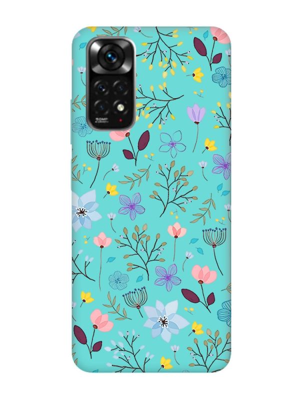 Матовий бірюзовий чохол на Xiaomi Redmi Note 11 :: Квітковий фон (принт 267)