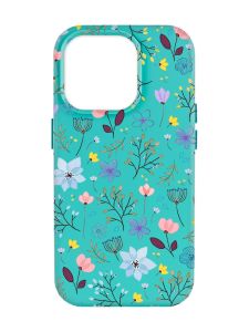 Матовий бірюзовий чохол на Apple iPhone 14 Pro Max :: Квітковий фон (принт 267)