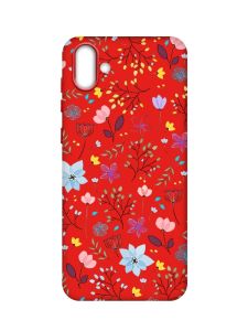 Матовий червоний чохол на Samsung Galaxy A04 :: Квітковий фон (принт 267)
