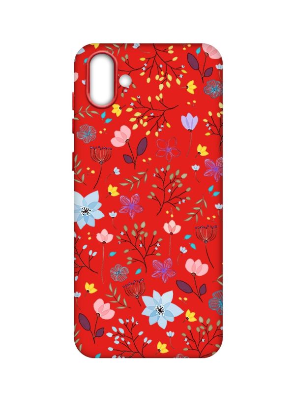 Матовий червоний чохол на Samsung Galaxy A04 :: Квітковий фон (принт 267)