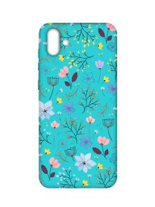 Матовий бірюзовий чохол на Samsung Galaxy A04 :: Квітковий фон (принт 267)