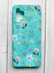 Матовий бірюзовий чохол на Samsung Galaxy A32 :: Квітковий фон (принт 267)