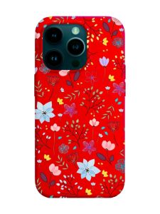 Матовий червоний чохол на Apple iPhone 14 Pro :: Квітковий фон (принт 267)