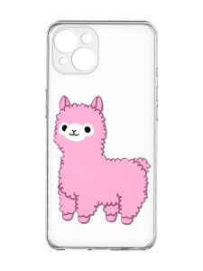 Прозорий чохол із захистом камер на iPhone 15 Plus :: Лама рожева (принт 100)