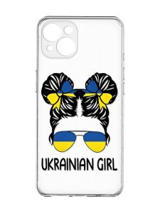 Прозорий чохол із захистом камер на iPhone 15 Plus :: Українська дівчина (принт 113)