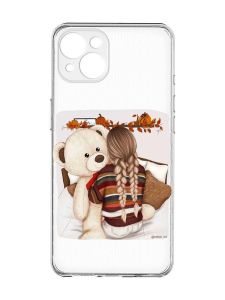 Прозорий чохол із захистом камер на iPhone 15 Plus :: Дівчинка з ведмедиком (принт 117)